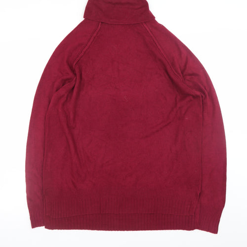 M&Co Women's Red Roll Neck Acrylic Long Sleeve Jumper Size 14