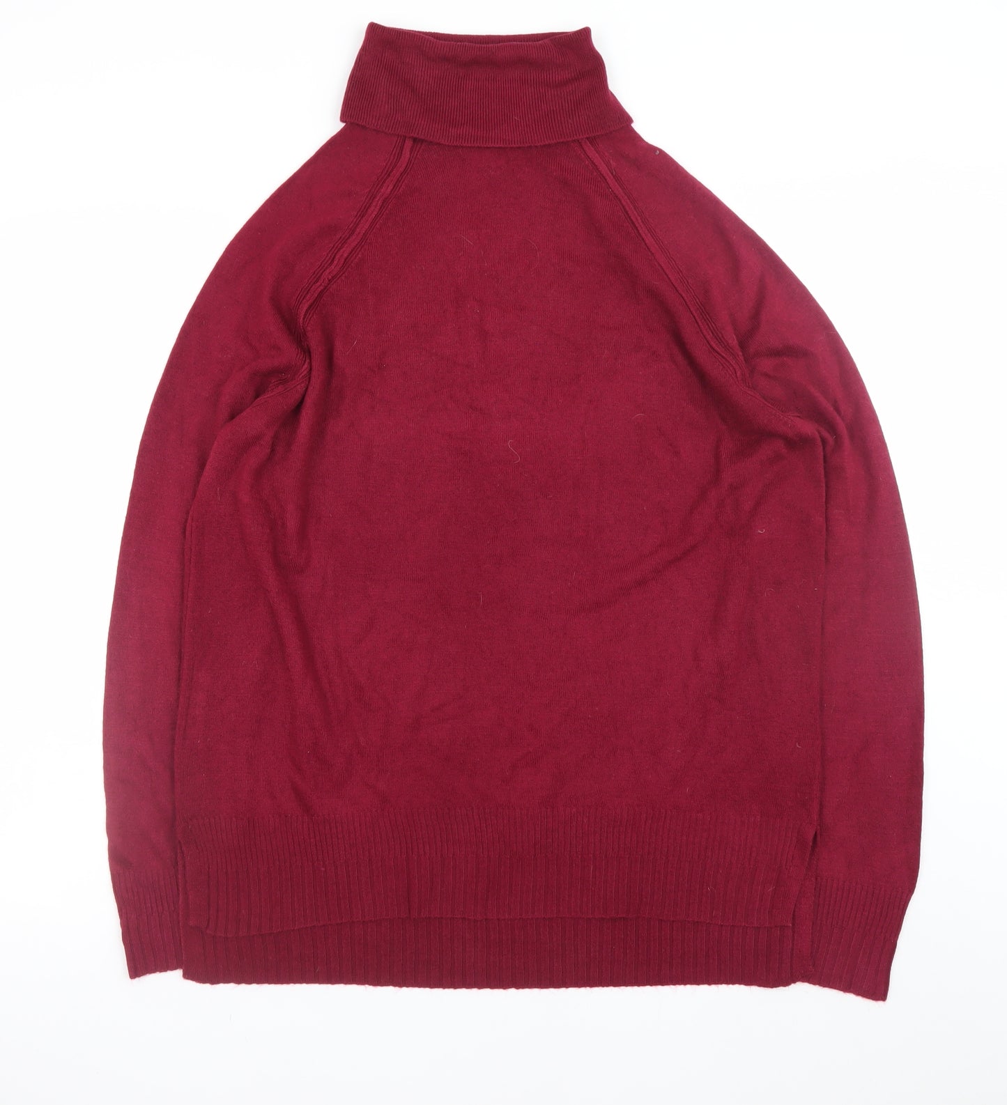 M&Co Women's Red Roll Neck Acrylic Long Sleeve Jumper Size 14