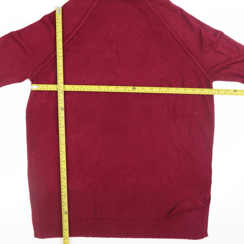 M&Co Women's Red Roll Neck Acrylic Long Sleeve Jumper Size 14