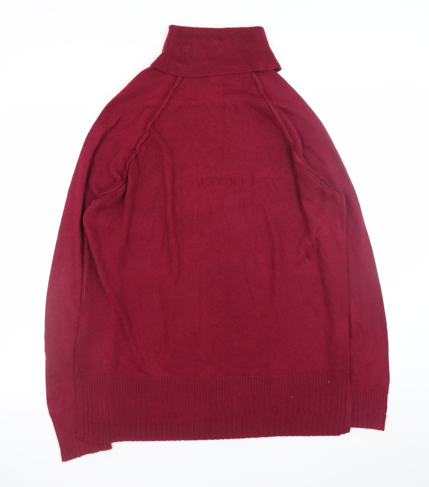 M&Co Women's Red Roll Neck Acrylic Long Sleeve Jumper Size 14