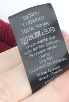 M&Co Women's Red Roll Neck Acrylic Long Sleeve Jumper Size 14