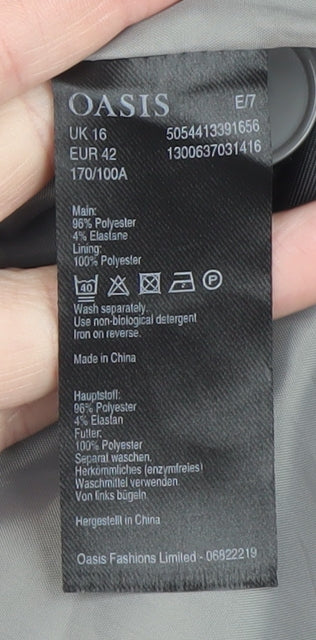 Oasis Women’s Grey Blazer Jacket UK 16 Lined Single-Breasted Workwear