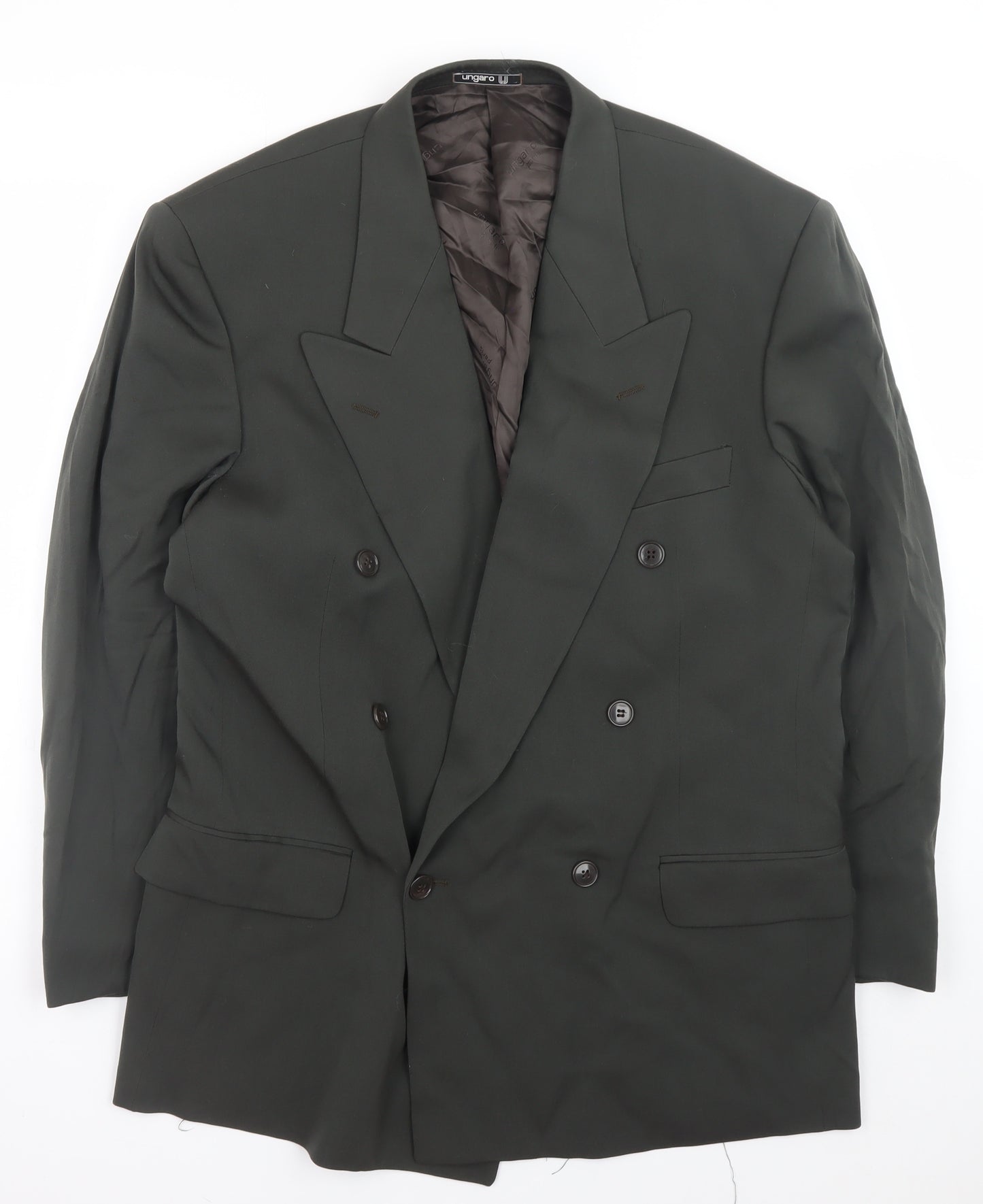 Ungaro Uomo Paris Mens Black Wool Blazer Jacket 40R Classic Fit