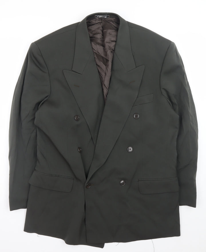 Ungaro Uomo Paris Mens Black Wool Blazer Jacket 40R Classic Fit