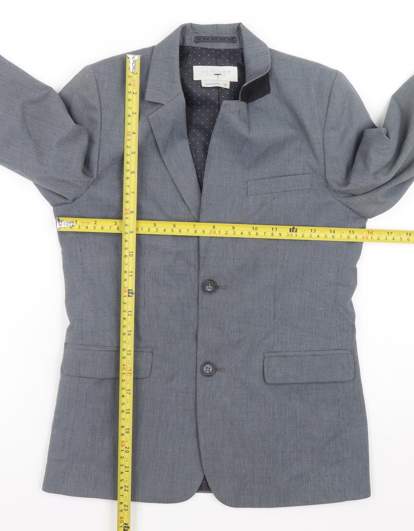 John Lewis Boys Grey Single Breasted Blazer 10 Years Regular Fit Formal Jacket