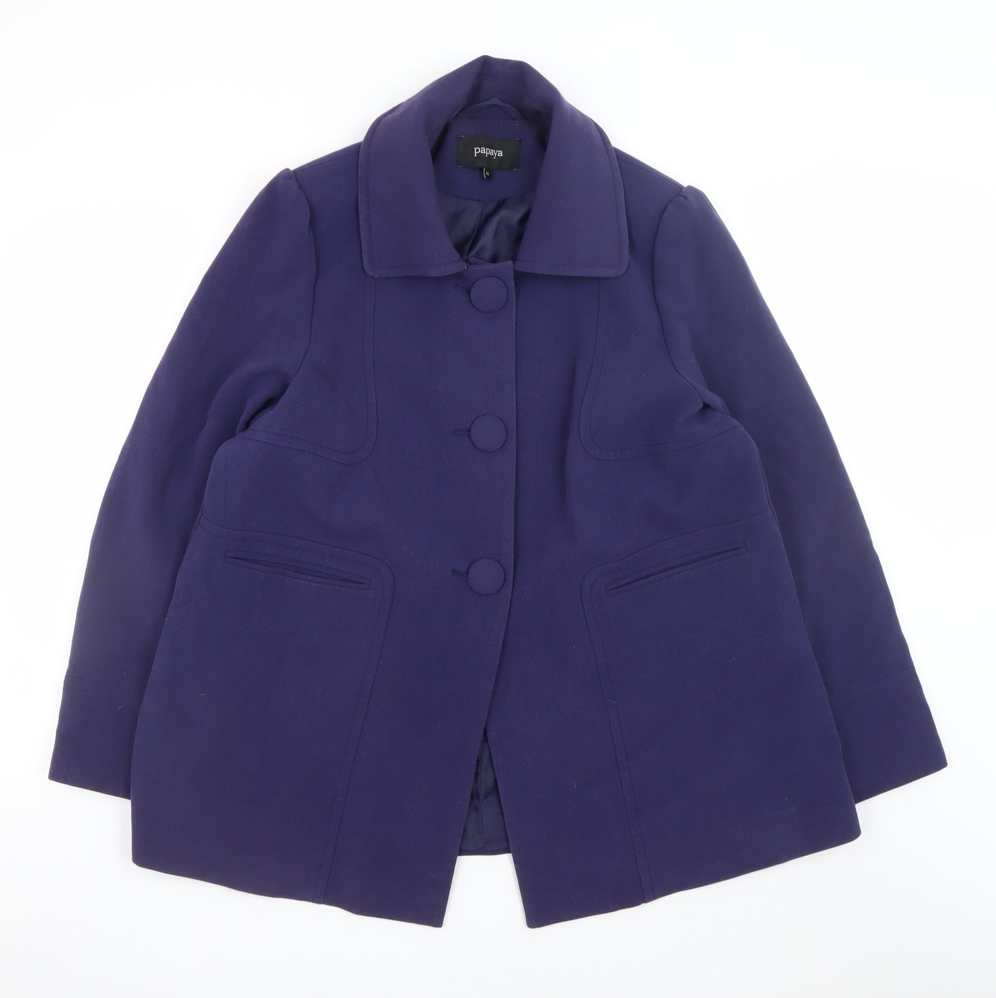 Papaya Women's Purple Mid-Length Overcoat Size 16 Button Lined
