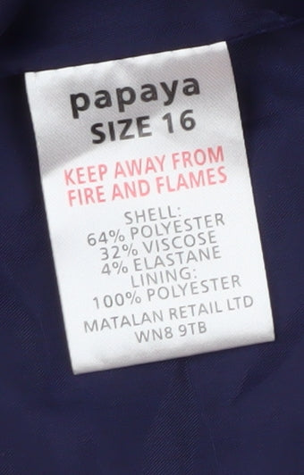 Papaya Women's Purple Mid-Length Overcoat Size 16 Button Lined