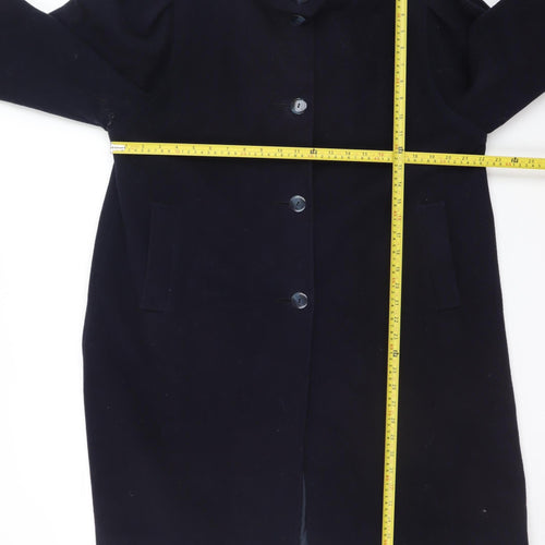 Debenhams Women’s Navy Wool Coat Size 16 Long Buttoned Classic Style