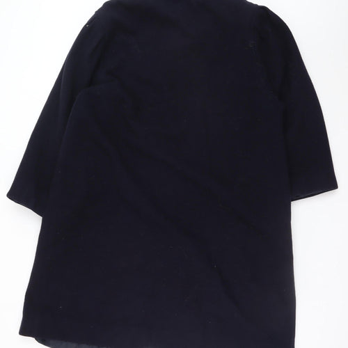 Debenhams Women’s Navy Wool Coat Size 16 Long Buttoned Classic Style