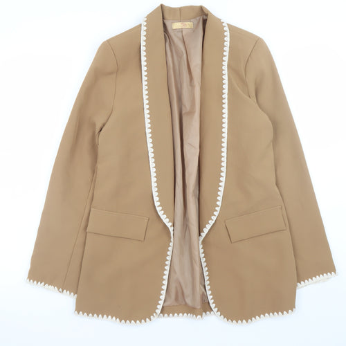 Beige Women’s Blazer S Regular Open Front Lined Lightweight