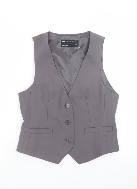 ASOS DESIGN Women Grey Waistcoat UK 10 Tailored Formal Vest