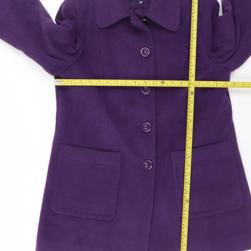 Isle Womens Purple Wool Blend Mid-Length Overcoat Size 14