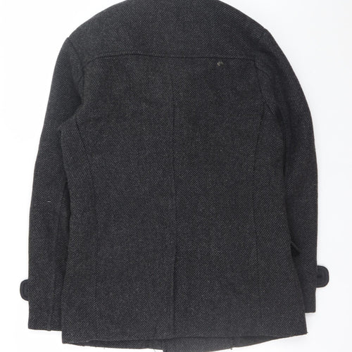 Primark Mens Grey Wool Blend Pea Coat XS Classic Winter Style