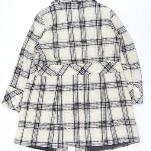 Inspire Womens Beige Checked Wool Blend Coat UK 18 Long Sleeve Buttoned Overcoat