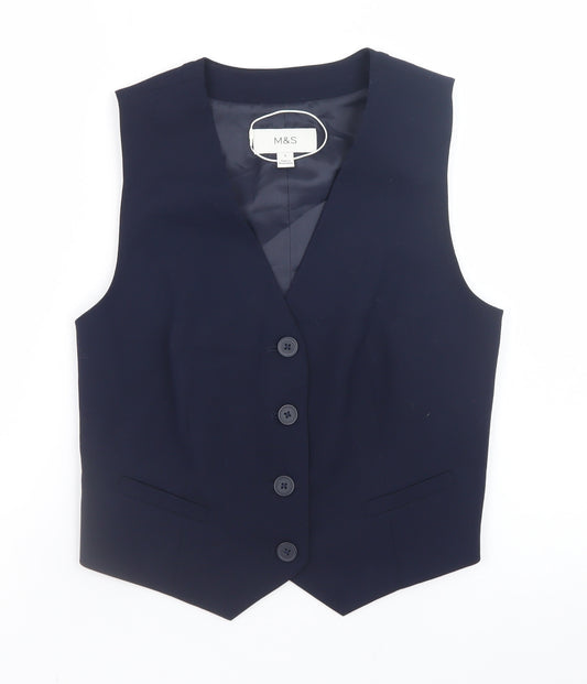 Marks and Spencer Women's Blue Size 8 Tailored Suit Waistcoat