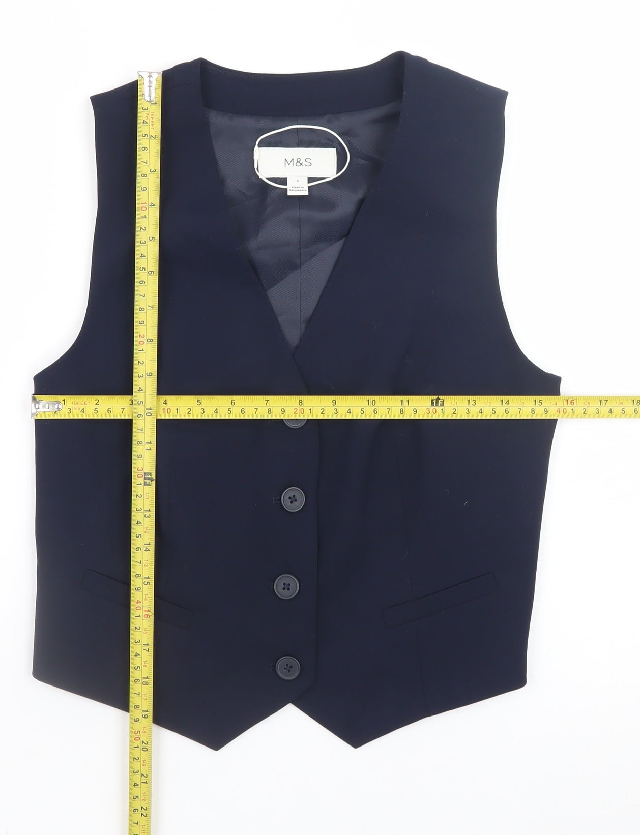 Marks and Spencer Women's Blue Size 8 Tailored Suit Waistcoat