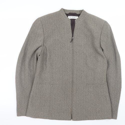 Planet Women's Brown Herringbone Zip Jacket Size 12