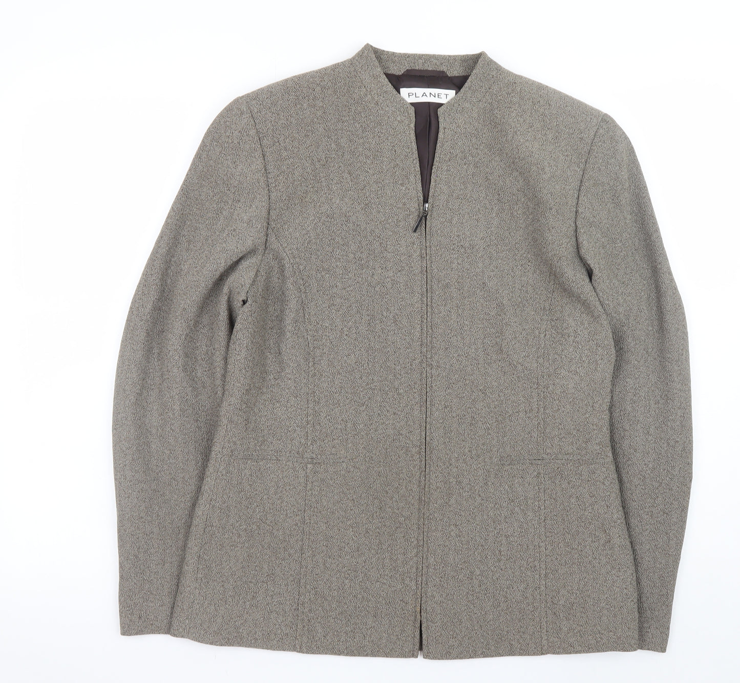 Planet Women's Brown Herringbone Zip Jacket Size 12