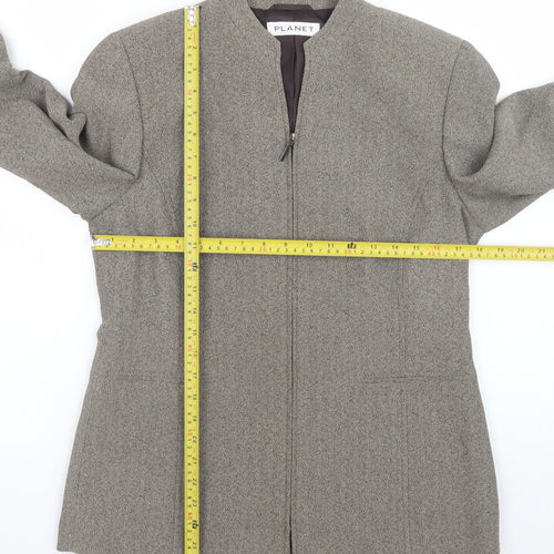 Planet Women's Brown Herringbone Zip Jacket Size 12