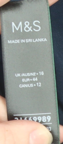 Marks and Spencer Women's Blue Cropped Tweed Blazer Size 16