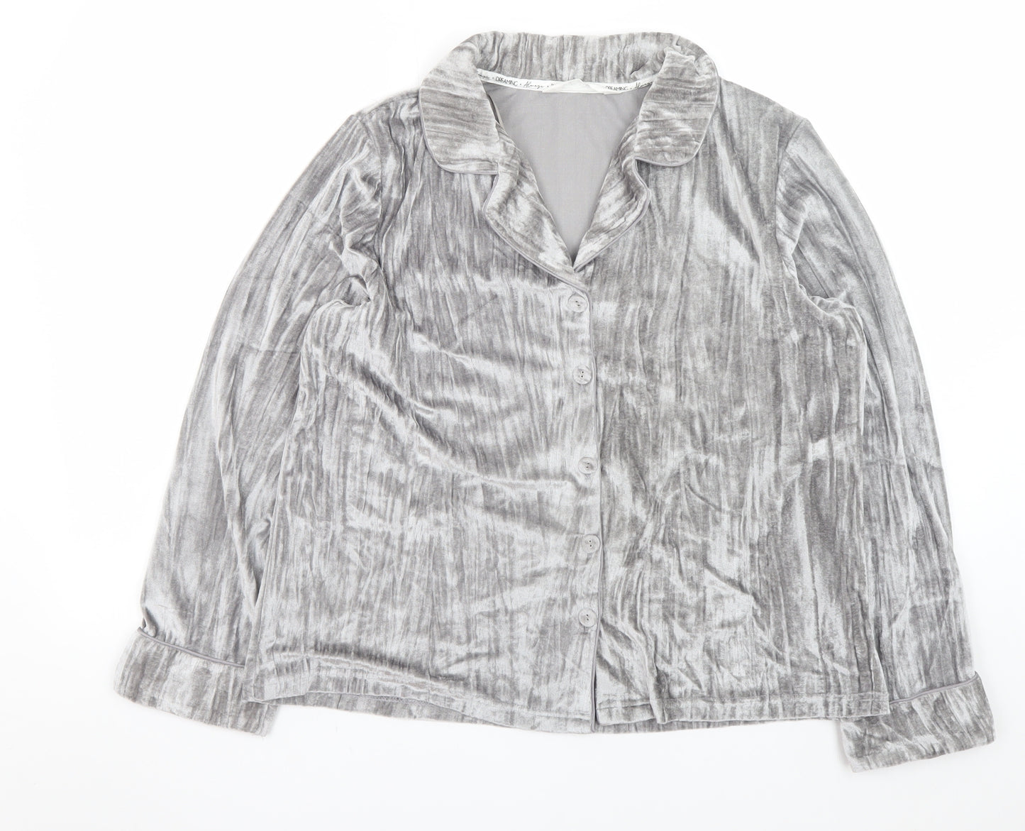 Tu Women Grey Velvet Long Sleeve Pyjama Shirt Top M