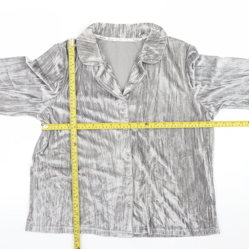 Tu Women Grey Velvet Long Sleeve Pyjama Shirt Top M