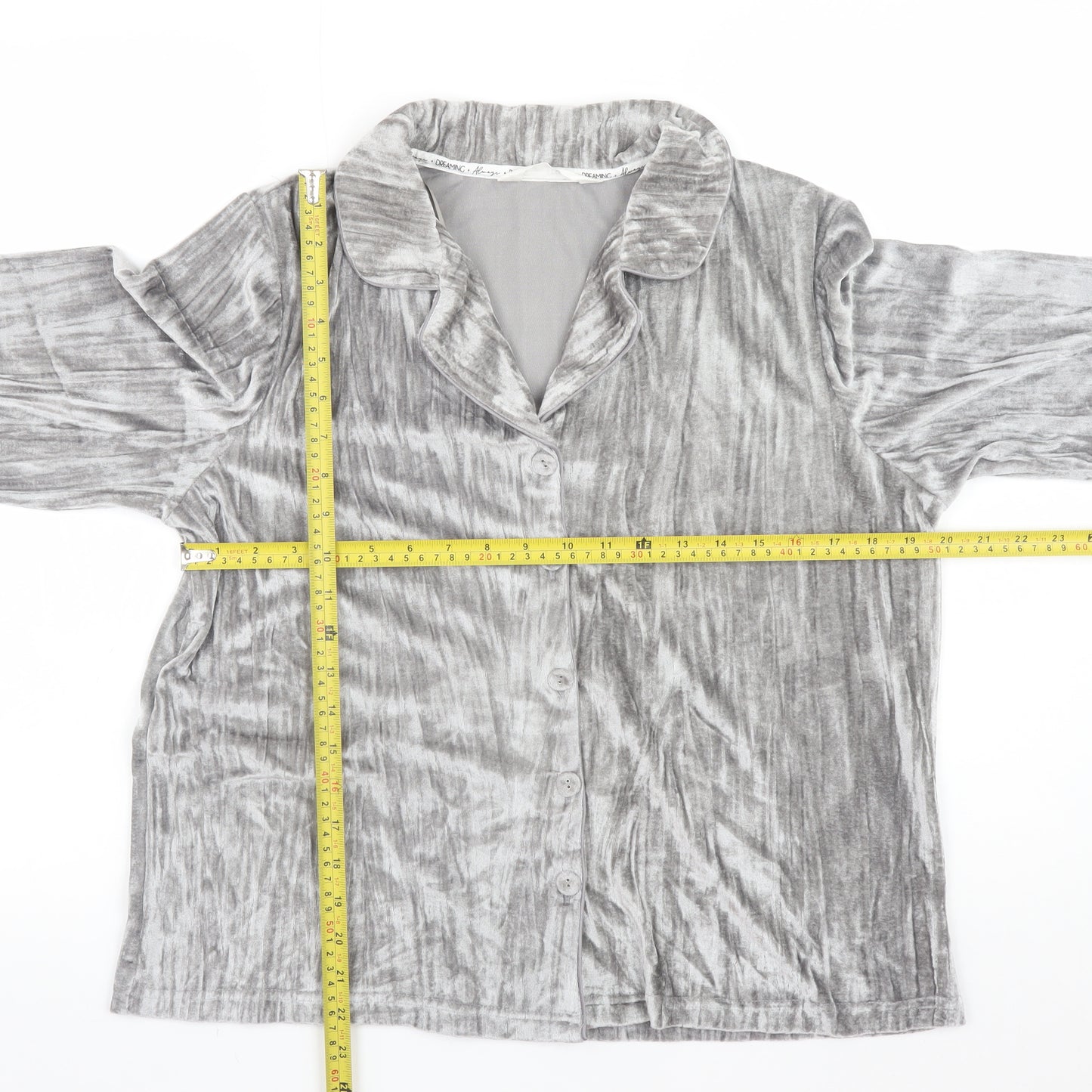 Tu Women Grey Velvet Long Sleeve Pyjama Shirt Top M