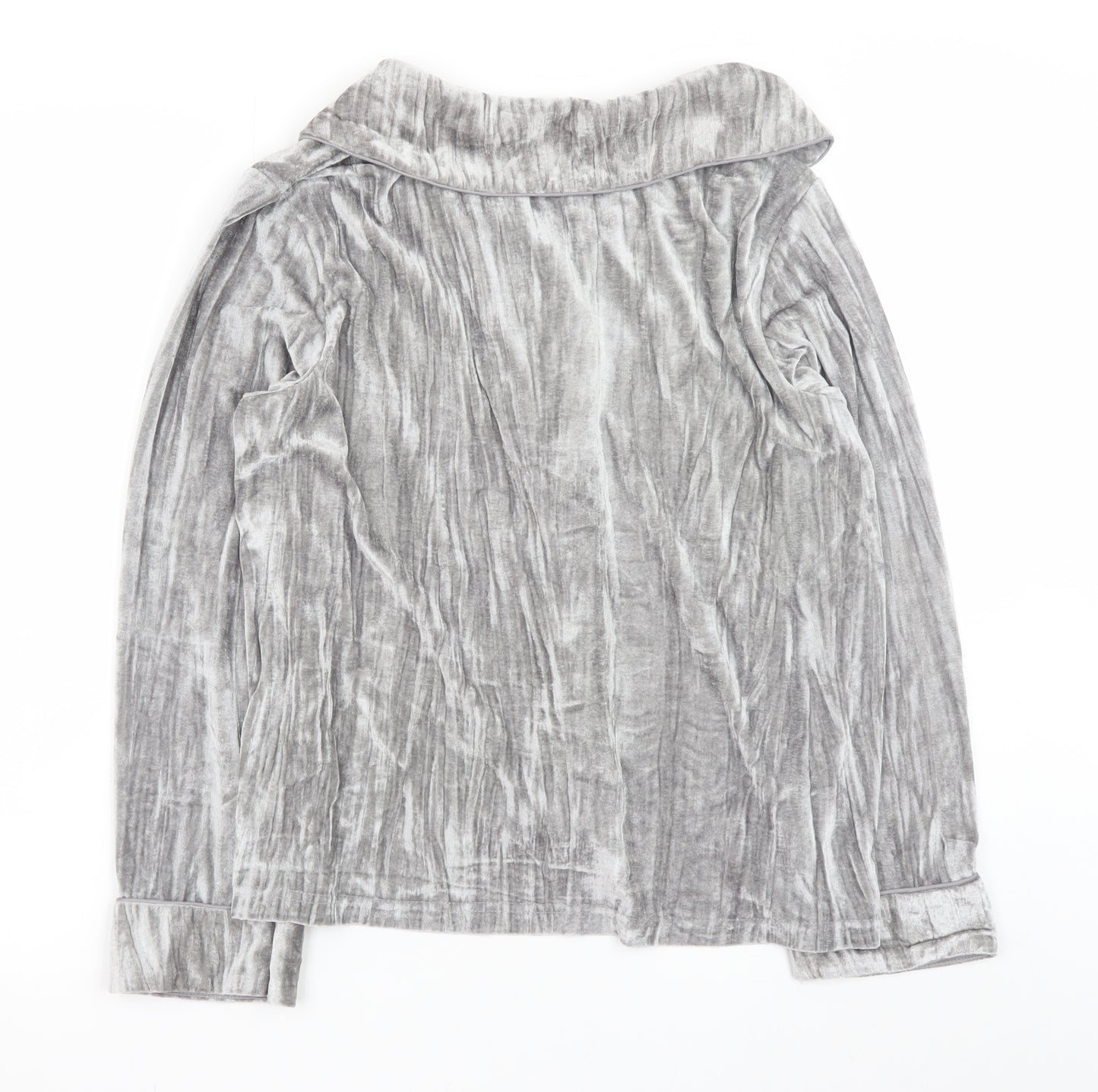 Tu Women Grey Velvet Long Sleeve Pyjama Shirt Top M
