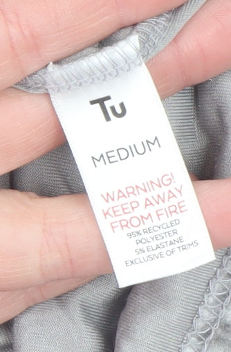 Tu Women Grey Velvet Long Sleeve Pyjama Shirt Top M