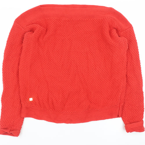 Lauren Ralph Lauren Women Red Cotton Knit Jumper Size S Classic Pullover