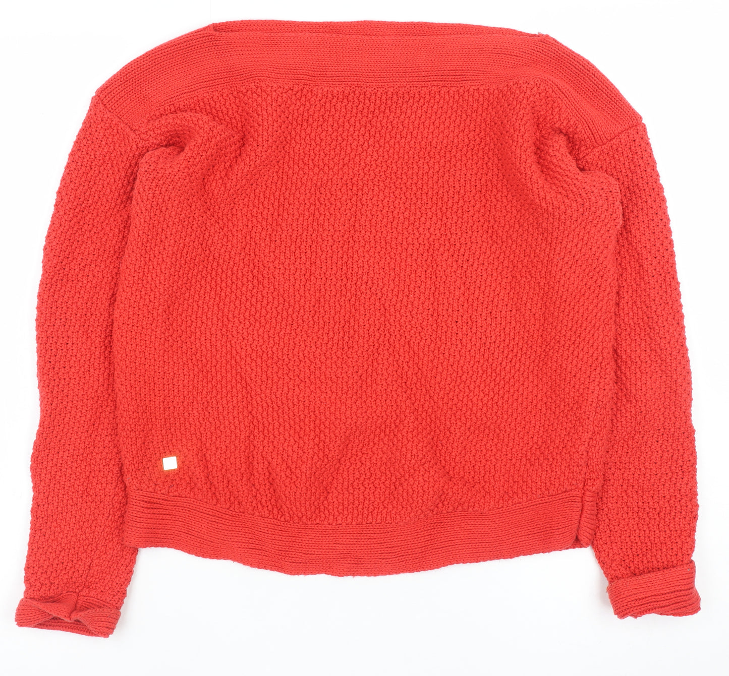 Lauren Ralph Lauren Women Red Cotton Knit Jumper Size S Classic Pullover