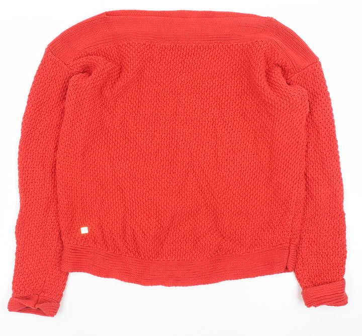 Lauren Ralph Lauren Women Red Cotton Knit Jumper Size S Classic Pullover