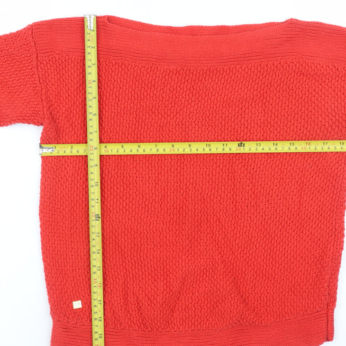 Lauren Ralph Lauren Women Red Cotton Knit Jumper Size S Classic Pullover