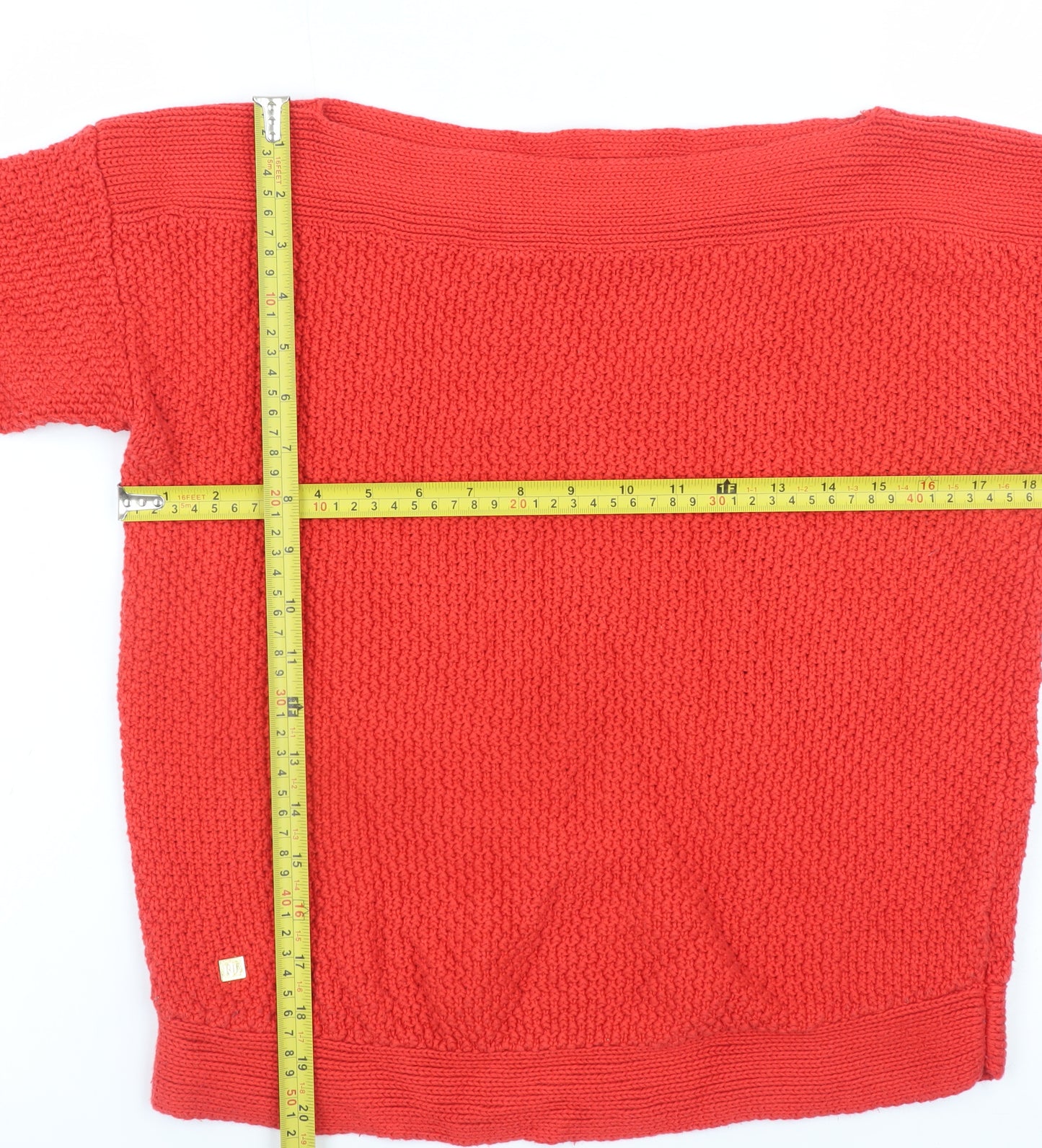 Lauren Ralph Lauren Women Red Cotton Knit Jumper Size S Classic Pullover