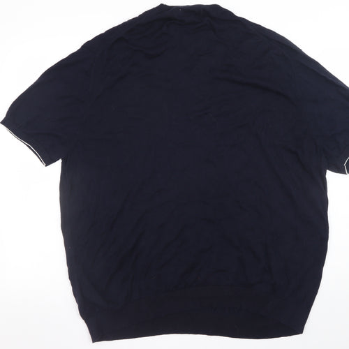 Marks and Spencer Men’s Blue 3XL Crew Neck Short Sleeve Cotton Jumper