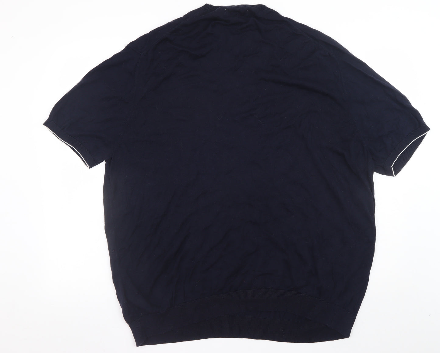 Marks and Spencer Men’s Blue 3XL Crew Neck Short Sleeve Cotton Jumper