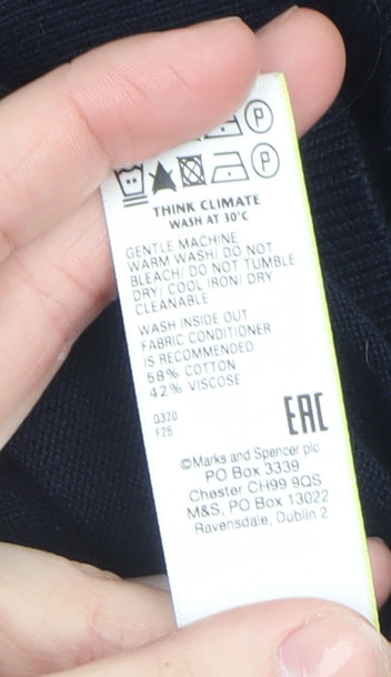 Marks and Spencer Men’s Blue 3XL Crew Neck Short Sleeve Cotton Jumper