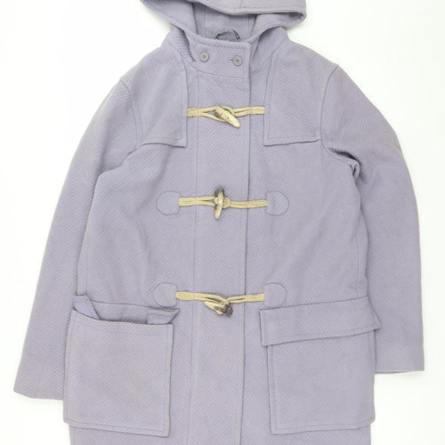 Marks and Spencer Women’s Purple Wool Blend Duffle Coat UK 16 Hooded Toggle Long