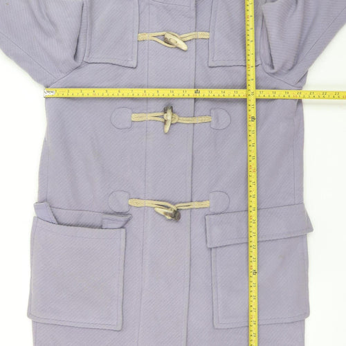 Marks and Spencer Women’s Purple Wool Blend Duffle Coat UK 16 Hooded Toggle Long