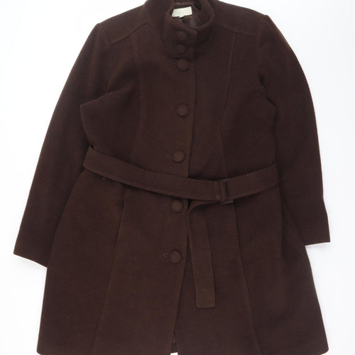 Marks and Spencer Women Brown Wool Blend Belted Overcoat UK 20