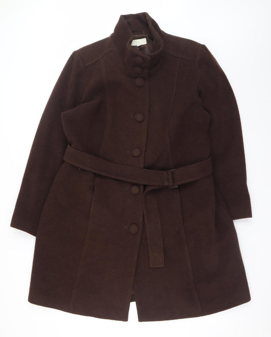 Marks and Spencer Women Brown Wool Blend Belted Overcoat UK 20