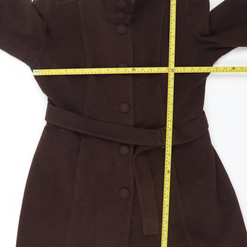 Marks and Spencer Women Brown Wool Blend Belted Overcoat UK 20