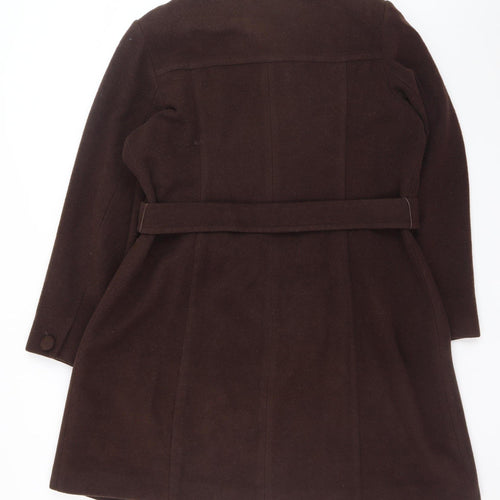 Marks and Spencer Women Brown Wool Blend Belted Overcoat UK 20