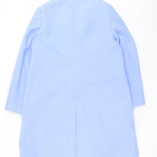 George Women Blue Long Overcoat Size 16 Polyester Single-Breasted