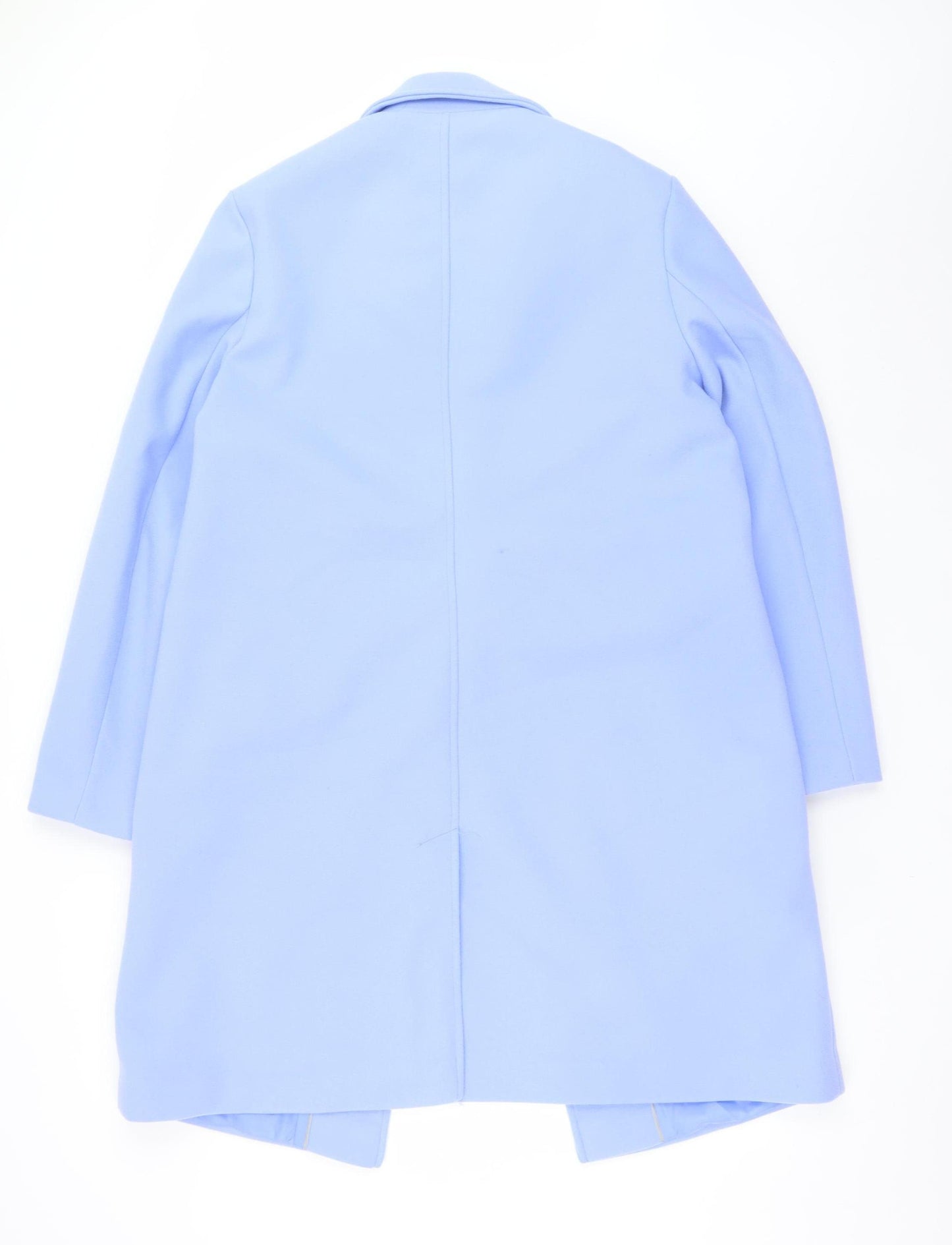 George Women Blue Long Overcoat Size 16 Polyester Single-Breasted