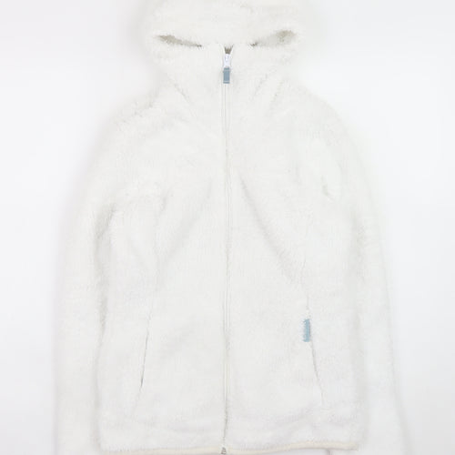 Decathlon Women's White Full Zip Hooded Fleece Hoodie Size Small