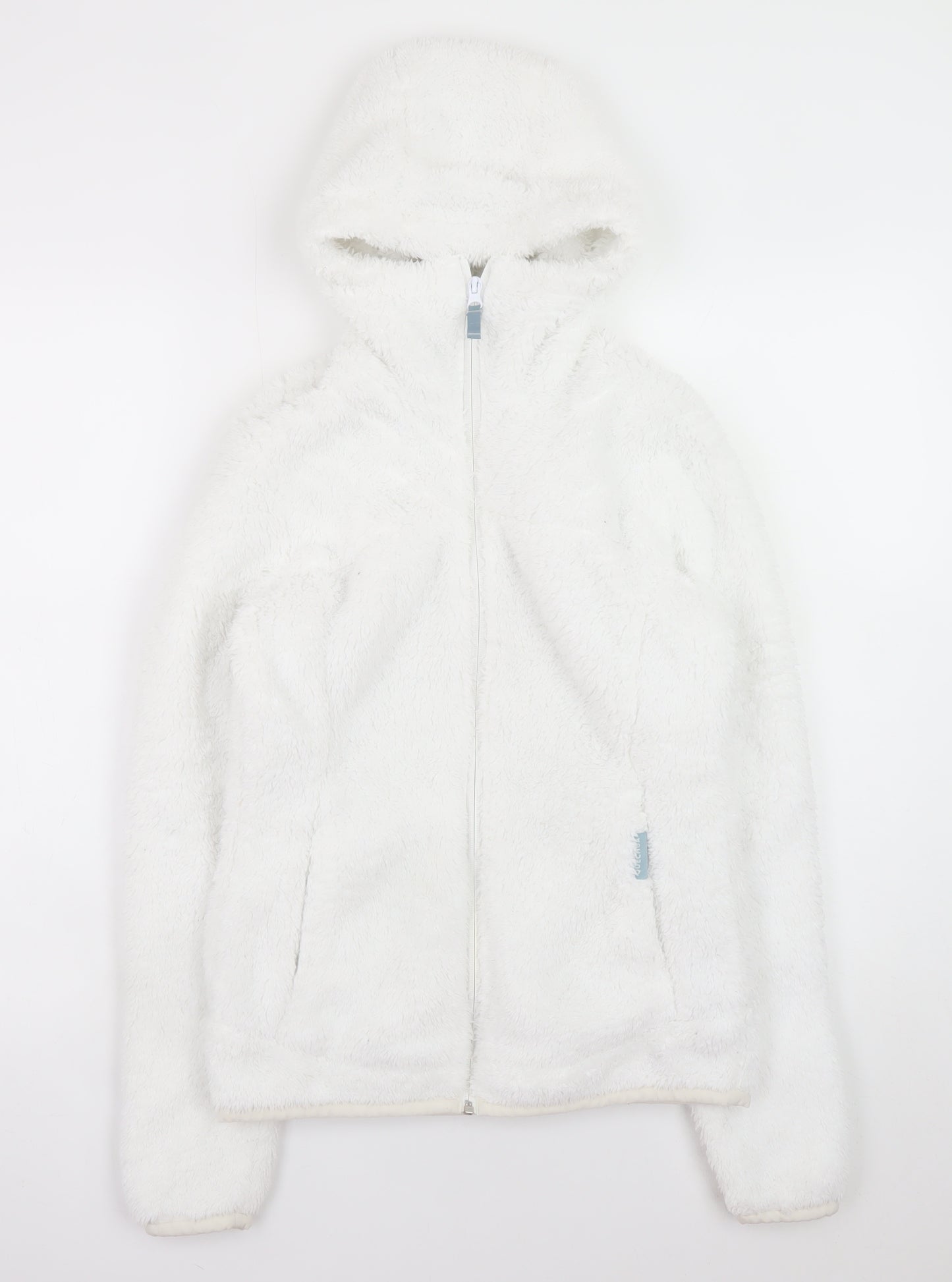 Decathlon Women's White Full Zip Hooded Fleece Hoodie Size Small