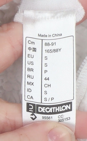 Decathlon Women's White Full Zip Hooded Fleece Hoodie Size Small