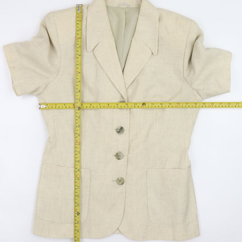 Richards Women Beige Linen Blend Short Sleeve Blazer Size 12
