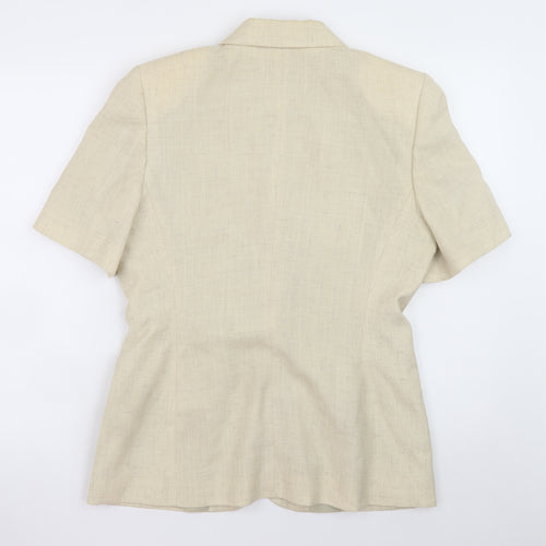 Richards Women Beige Linen Blend Short Sleeve Blazer Size 12